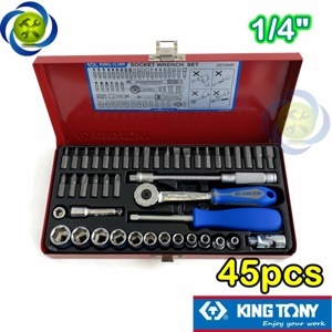 Bộ tuýp 45 chi tiết hệ mét Kingtony 2575MR - 1/4"