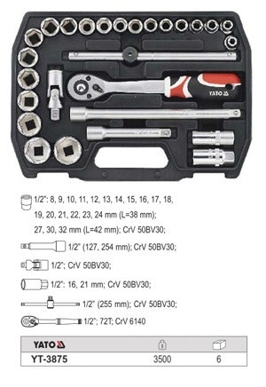 Bộ tuýp tay vặn tổng hợp Yato YT 3875