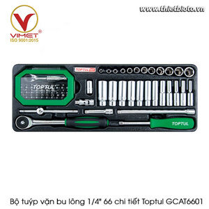 Bộ tuýp vặn bu lông 1/4" 66 chi tiết Toptul GCAT6601