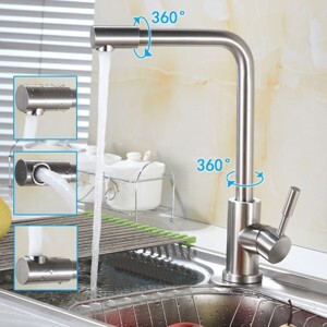 Bộ vòi rửa bát nóng lạnh inox 304 Zento SUS5575