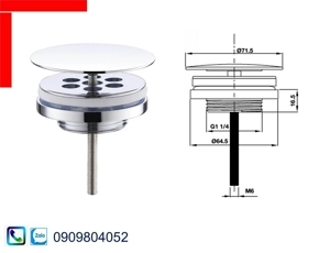 Bộ xả không giữ nước cho chậu không có xả tràn Hafele 589.25.989