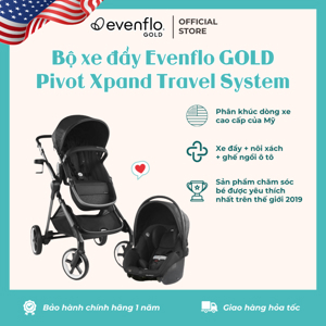 Bộ xe đẩy đôi xe đẩy- nôi xách Evenflo Gold Pivot Xpand Travel System Moonstone