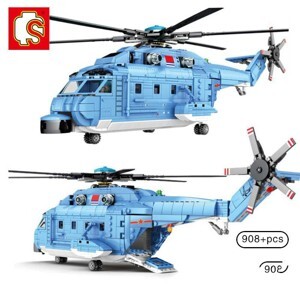 Bộ đồ chơi xếp hình Sembo 202051 - Máy Bay Trực Thăng Z-18 Utility Helicopter 908 Chi Tiết