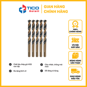 Bọc 5 mũi khoan sắt HSS 10.5mm Tolsen 75128