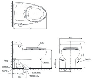 Bồn cầu 1 khối TOTO MS688W6