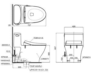 Bồn cầu 1 khối Toto MS887RE4