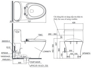 Bồn cầu 1 khối Toto MS887T8