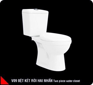 Bồn cầu 2 khối 1 nút nhấn Hảo Cảnh V09