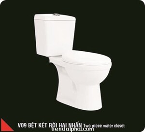 Bồn cầu 2 khối 2 nút nhấn Hảo Cảnh V09