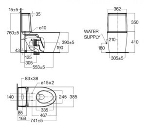 Bồn cầu 2 khối American Standard 2307-WT