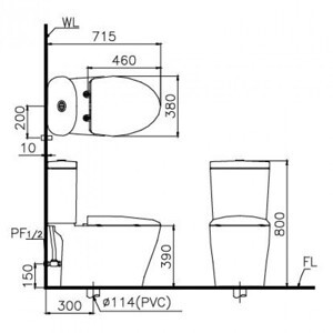 Bồn cầu 2 khối Caesar CD1348+TAF050