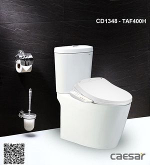 Bồn cầu 2 khối nắp điện tử Caesar CD1348/TAF400H