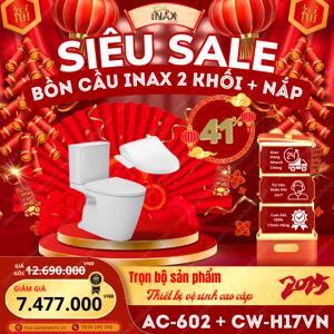 Bồn cầu 2 khối nắp điện tử Inax AC-602+CW-H17VN