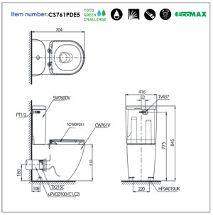 Bồn cầu 2 khối TOTO CS761PDE5