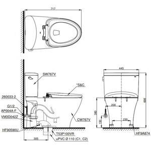 Bồn cầu 2 khối Toto CS767RT3