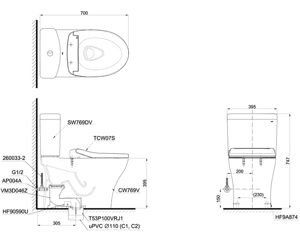 Bồn cầu 2 khối Toto CS769DE2