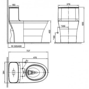 Bồn cầu American Standard WP-1880 - 1 khối