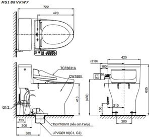 Bồn cầu điện tử Toto MS188VKW7