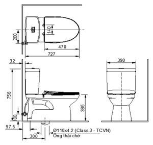 Bồn cầu hai khối Inax C-504VWN