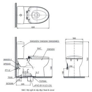 Bồn cầu hai khối ToTo CS320DKMT3