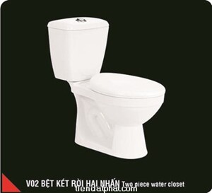 Bồn cầu Hảo Cảnh V02 - 2 khối, 2 nút nhấn