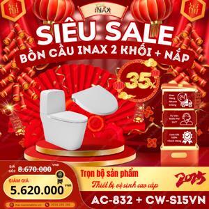 Bồn cầu Inax 2 khối AC-832 + CW-S15VN nắp rửa Cơ