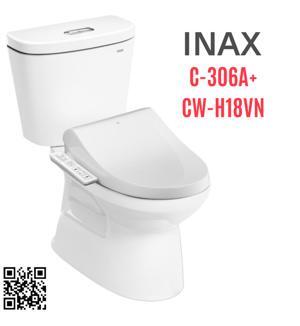 Bồn cầu Inax 2 khối C-306A + CW-H18VN nắp rửa điện tử