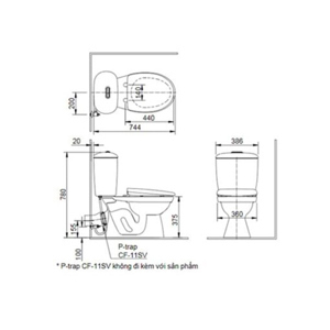 Bồn cầu Inax 2 khối C-306A + Nắp rửa cơ CW-S15VN