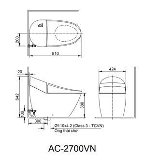 Bồn cầu Inax AC-2700+CW-S15VN (Nắp shower toilet)