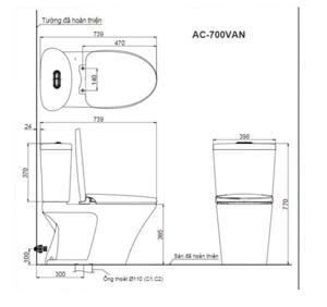 Bồn cầu Inax AC-700A+CW-KA22AVN - 2 khối, nắp điện tử