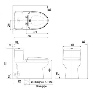 Bồn cầu Inax AC-939+CW-S15VN (Nắp shower toilet)