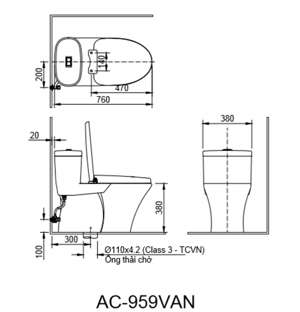 Bồn cầu Inax AC-959A+CW-S32VN - 1 khối, nắp rửa cơ