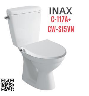 Bồn cầu Inax C-117A+CW-S15VN - 2 khối, nắp rửa cơ