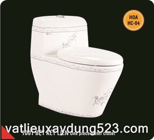 Bồn cầu liền khối Hảo Cảnh 1001 - hoa văn HC04