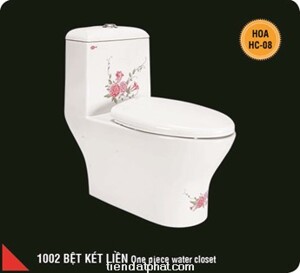 Bồn cầu liền khối Hảo Cảnh 1002 - hoa văn HC08