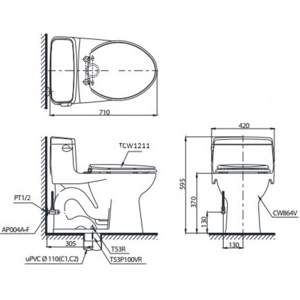 Bồn cầu một khối Toto MS864E4