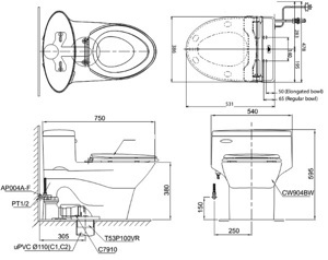 Bồn cầu nắp rửa điện tử TOTO MS904W4