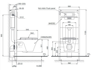 Bồn cầu Toto CW822NJWS/WH035D/MB005DG