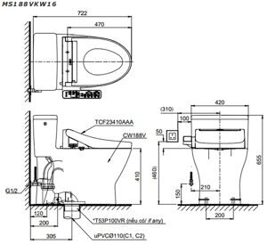 Bồn cầu Toto MS188VKW16