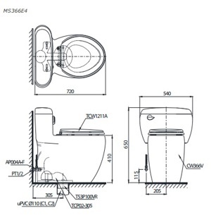 Bồn cầu TOTO MS366E4