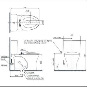 Bồn cầu TOTO nắp rửa điện tử CS735DW7