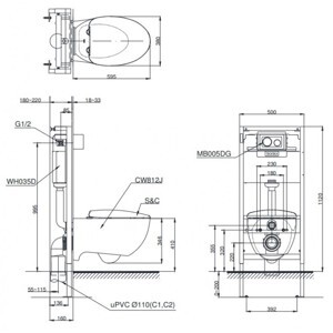 Bồn cầu treo tường Toto CW812JWS