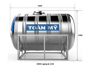 Bồn inox Toàn Mỹ 2500L ngang SUS 304