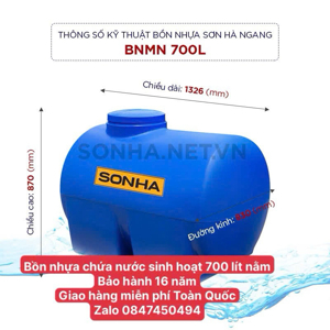 Bồn nhựa Sơn Hà - 700 lít , ngang