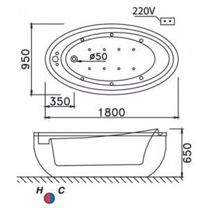 Bồn Tắm Chân Yếm Caesar AT6480