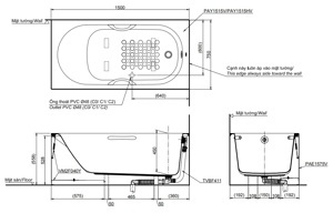 Bồn tắm chân yếm Toto PAY1515VC#W/TVBF411