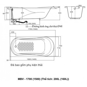 Bồn tắm Galaxy INAX MBV-1700