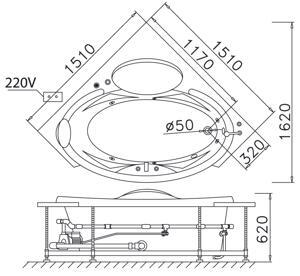 Bồn tắm góc Caesar AT5150 (AT-5150)