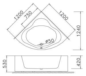 Bồn tắm góc có chân yếm Caesar AT5220