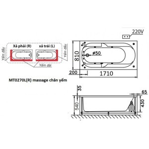 Bồn tắm massage Caesar MT0270L(R)